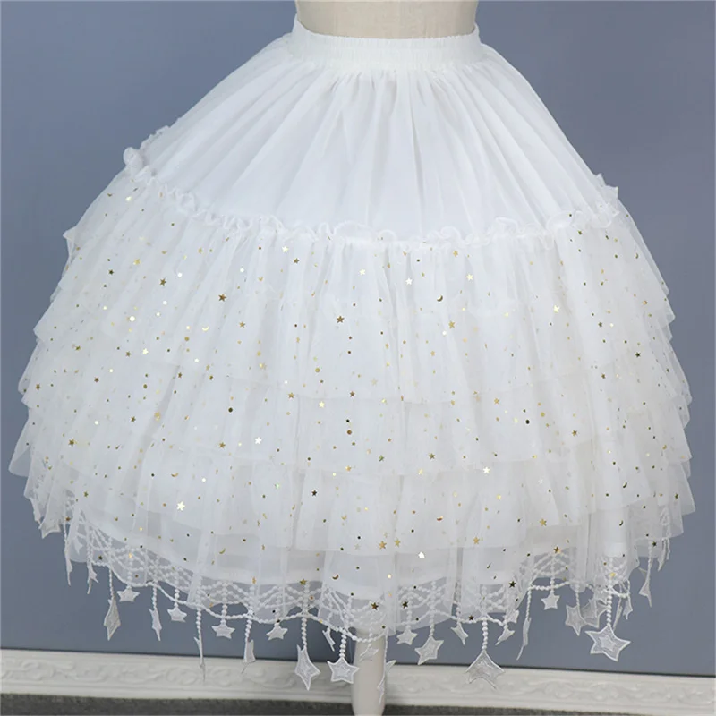 Women Ruffled Petticoat Fluffy Bubble Tutu Skirt Crinoline Underskirt No Hoop Boneless Lolita Tutu Skirt With Tulle Skirt