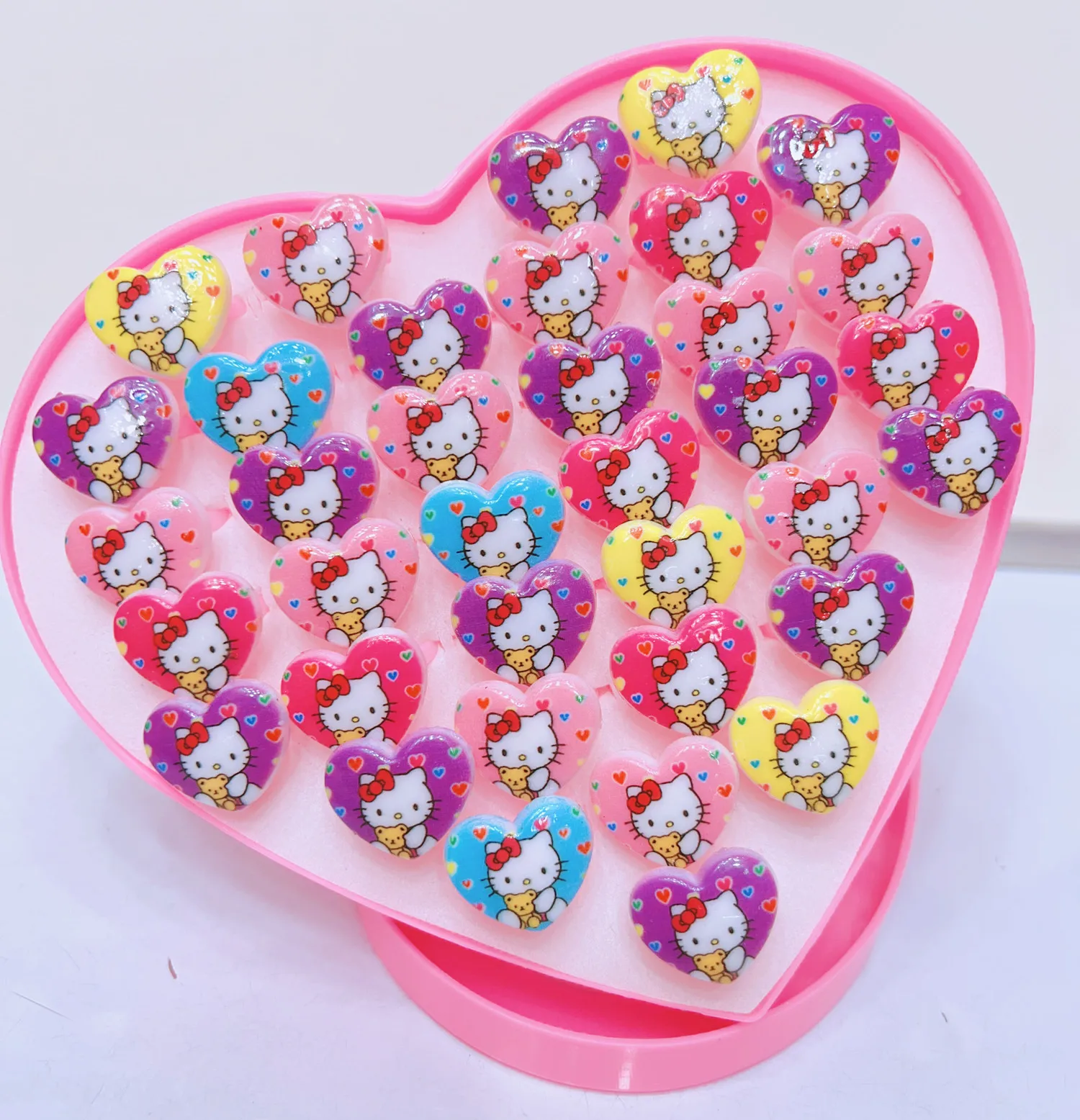 36Pcs Set Sanrio Hello Kitty Kid Ring Kids Adjustable Baby Rings