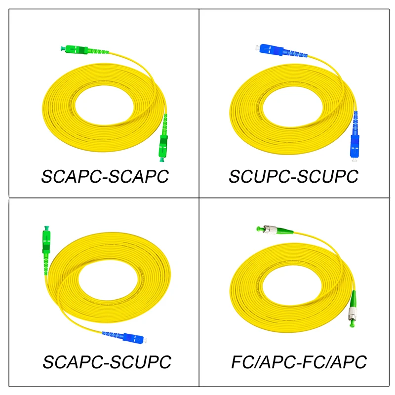 1M SC APC UPC FC APC Optical Fiber Patch Cord 3.0mm PVC G652D Fiber Jumper Simplex SM FTTH Optic Cable Fibra Optica Customized