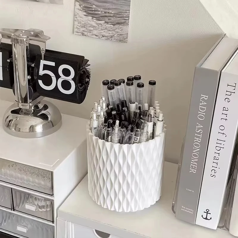 360° Rotating Makeup Brushes Holder Cosmetic Brush Storage Box Desktop Organizer Lipstick Pen Eyebrow Pencil Jewelry Container 4