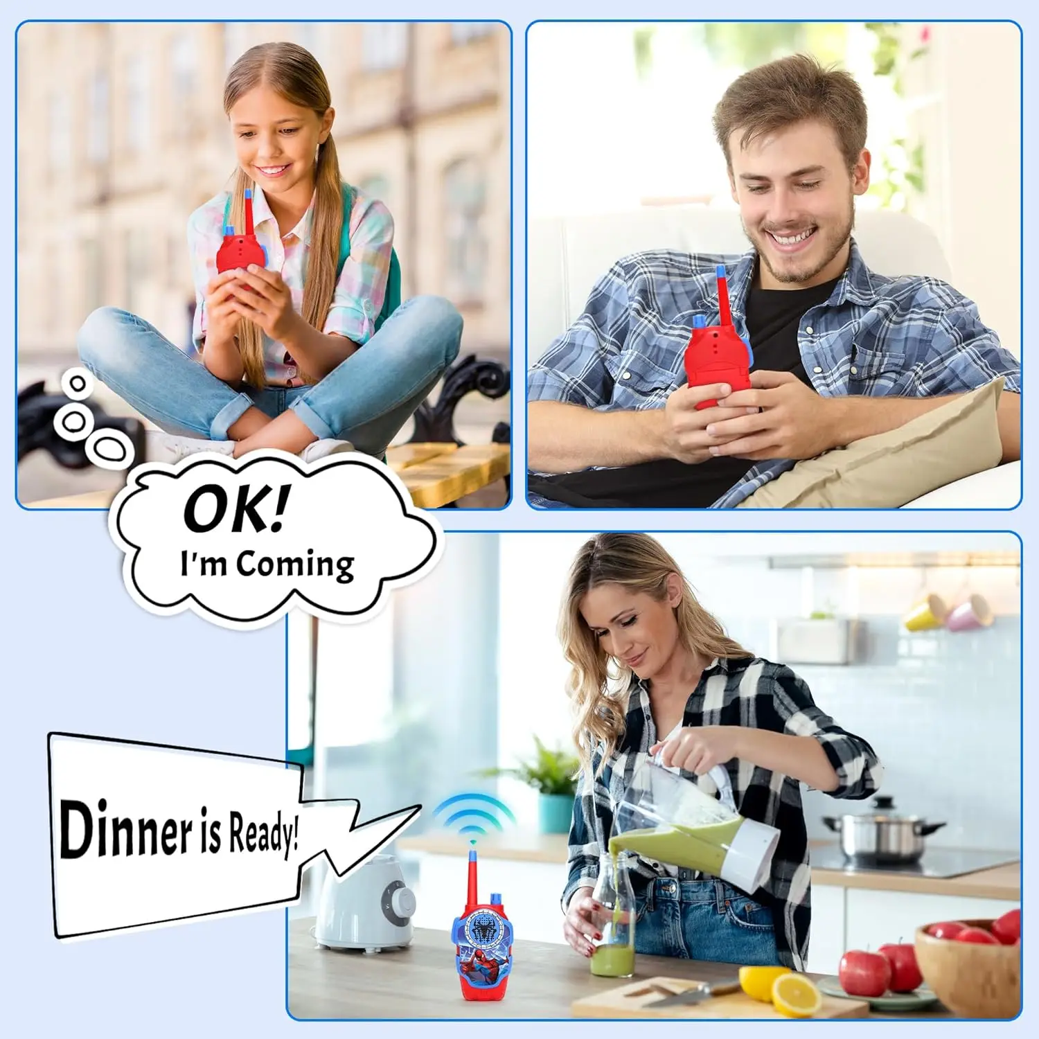 Cartoon Spider Kids Wireless Walkie Talkie - 2 Pieces Indoor and Outdoor Spider Toys, Ideal Gift Choice for Boys and Girls 6