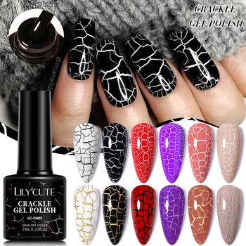 LILYCUTE 7ml Crackle Gel Smalto per unghie Quick Dry Marmo Cracking Effect Gel Semipermanente Soak Off Nail Art Vernice per manicure 1