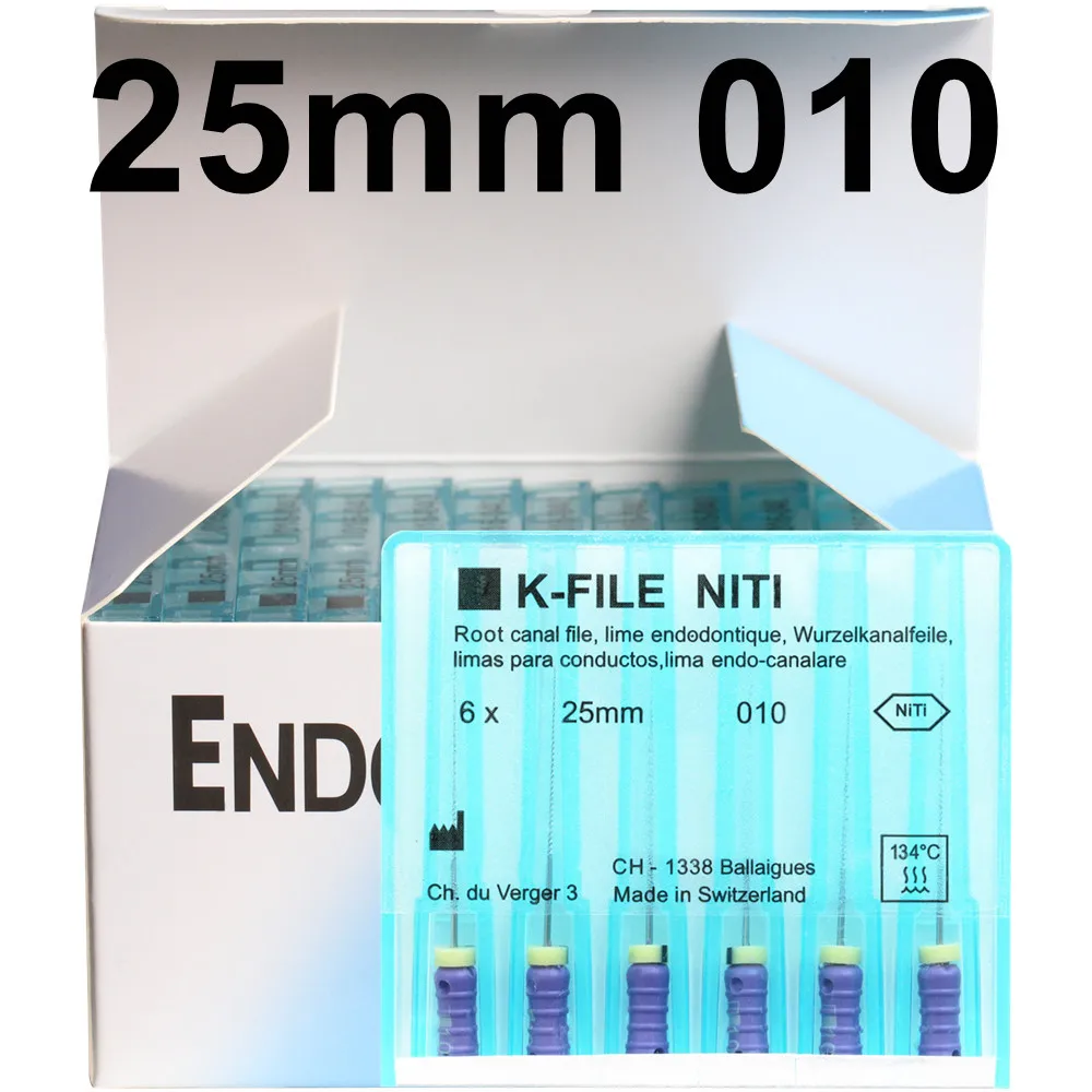 10 Packs 21/25mm Dental K-FILE NiTi Flexible Endo Root Canal K Files Hand Use Endodontic Nickel Titanium Dentistry Instruments