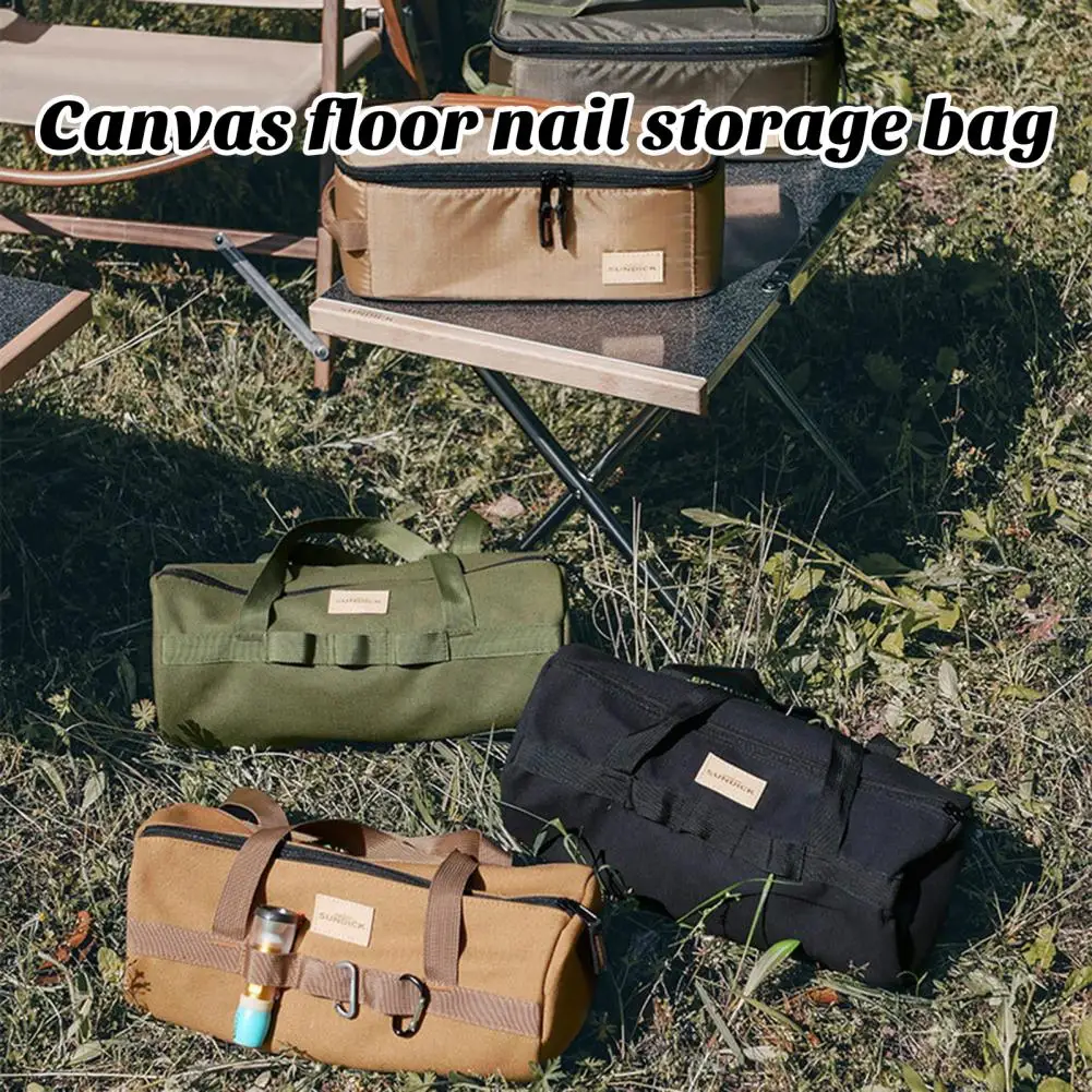 

Utility Tool Handbag Canvas Storage Bag with Zipper Large Capacity Wear Resistant Waterproof Camping Tool Storage Bag