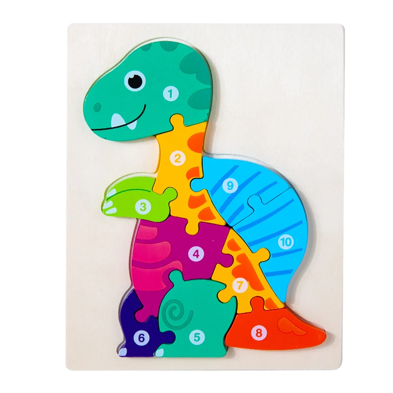 3D Puzzles Dinosaur Animal Vehicle Wood Jigsaw Puzzle Game Kids Learning Montessori Educational Toys Baby Wooden Toys