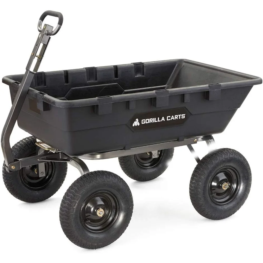 

Gorilla Carts Heavy Duty Poly Yard Dump Cart Garden Wagon, Utility Wagon with Steel Frame, 1500 Pound Capacity, Removable Sides