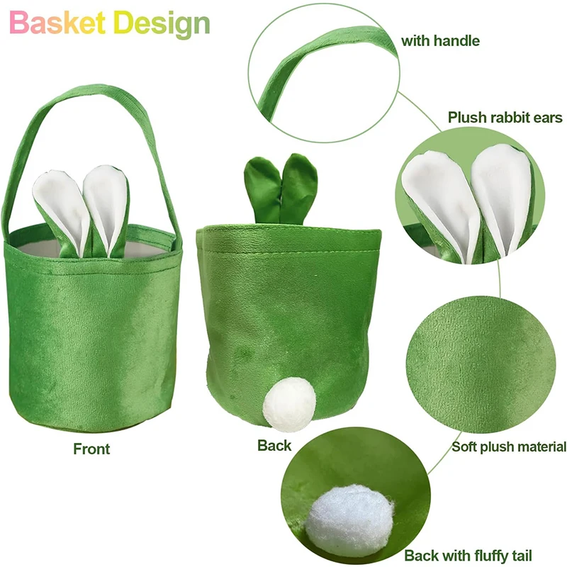 1-20PCS Rabbit Ear Easter Basket Bunny Handbag for Party Gift Easter Egg Candy Holder Holiday Decor Organizer Decorations