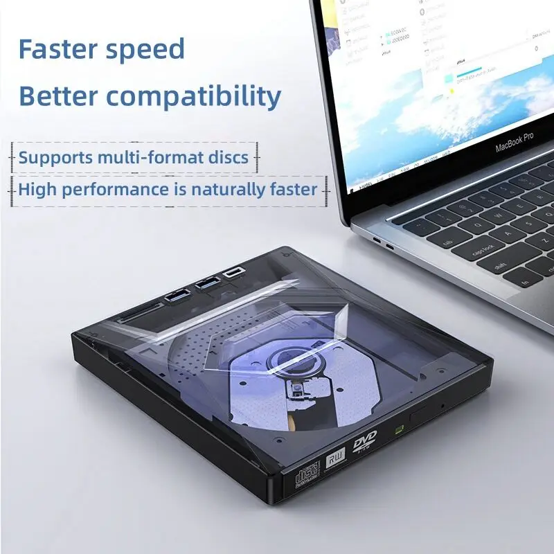 USB 3.0 External Blu-ray Player 7-in-1 Multifunctional CD DVD BD Bluray Burner SD TF Card Reading Function Drive for Laptop PC 3