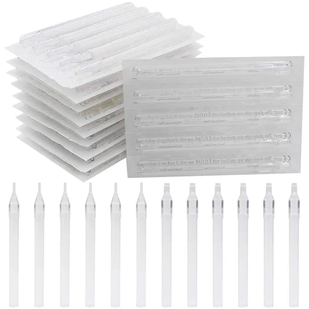 50Pcs Disposable Long Tips Clear 108mm Long Plastic Tattoo Needle Tips Needle Nozzle Tube for Tattoo Machien Gun Makeup Supply
