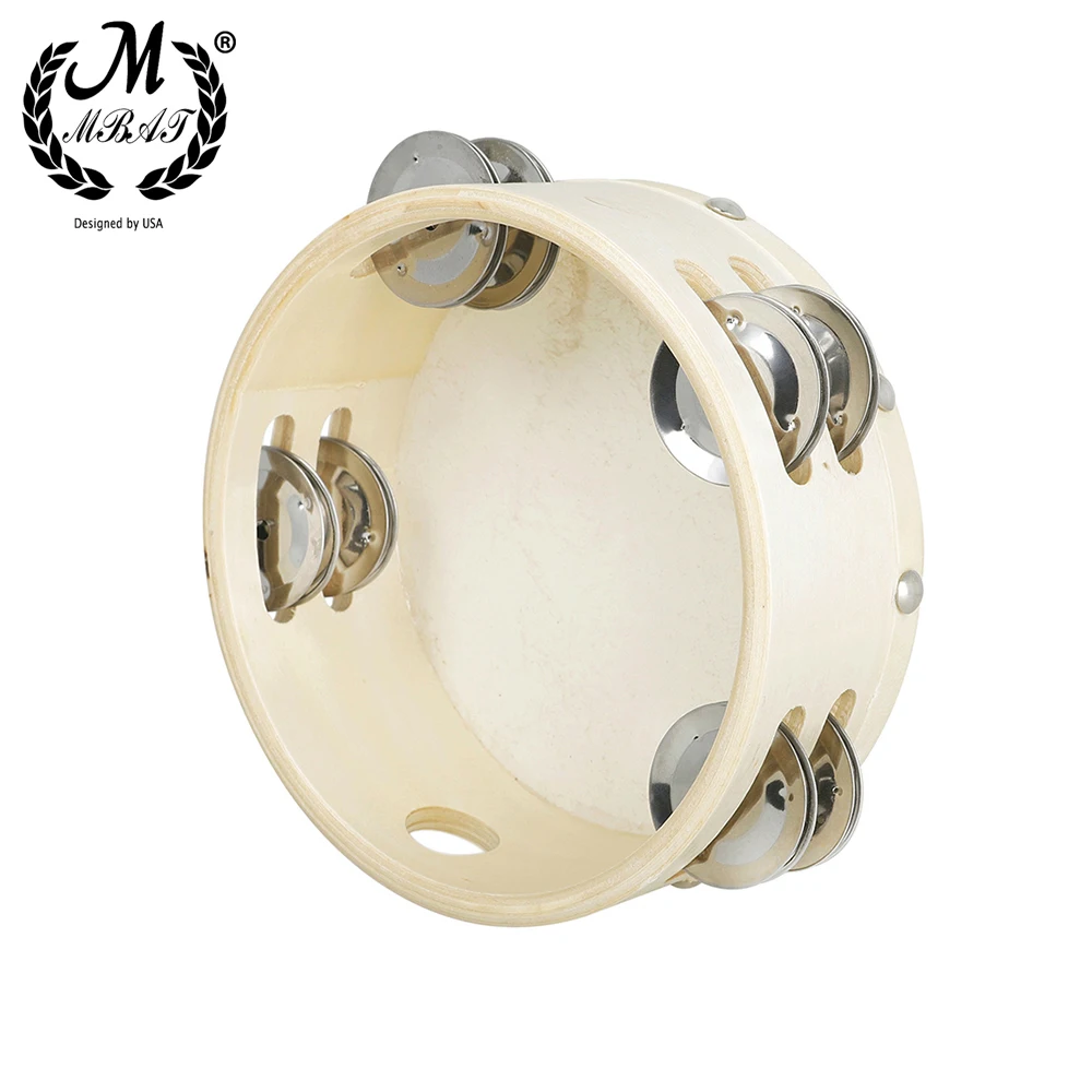 M MBAT 6 Inch Tambourine Hand Held Drums Toys Double Layer Sheepskin Tambourine Percussion Instrument For Party Kids Games