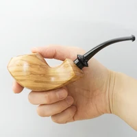 OLD FOX Olive Wood Tobacco Pipe Big Apple Series Pipe Acrylic Curved Handle With Smoke Chamber to Assist Smoking with clean part 1