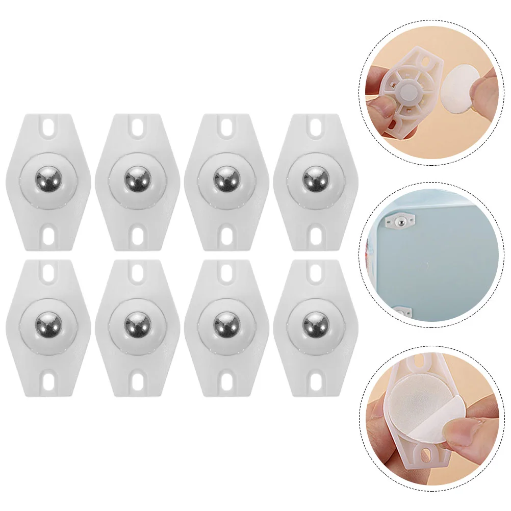 8 Pcs Self Adhesive Casters Stainless Steel Trashcan Wheels Accessories Small Appliance Paste Universal Abs Furniture Mini 4