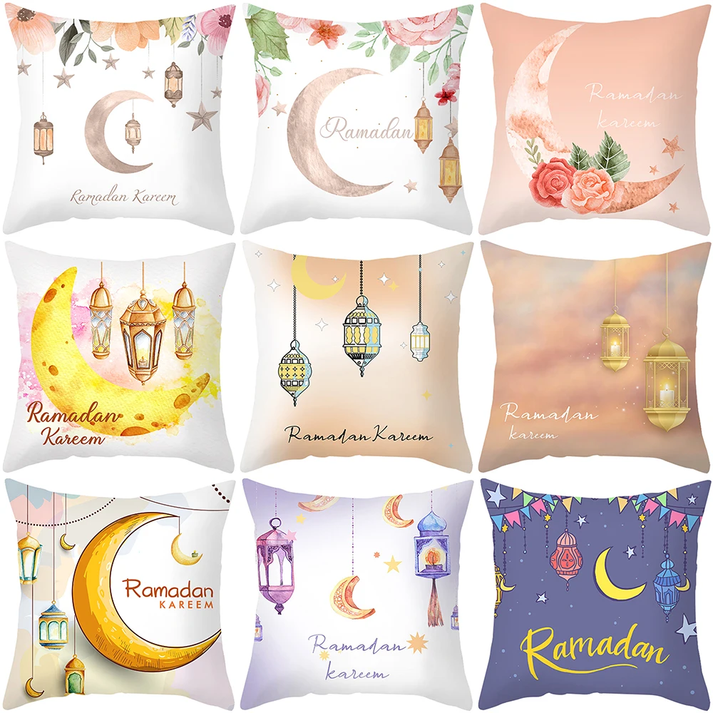 Ramadan Decorations EID Mubarak Decor Cushion Cover Aid Ramadan Decorations Islamic Muslim Decor Ramadan Kareem EID Al Adha Ramada Pillowcase