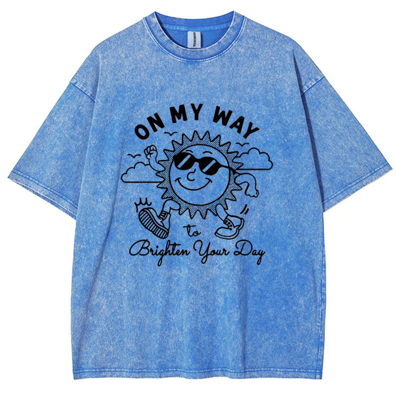 2024  Women T-shirt Summer Vintage Snowflake Washed Tees New Graphic T Shirts Luxury Brand 100% Cotton Acid Wash TShirts Top