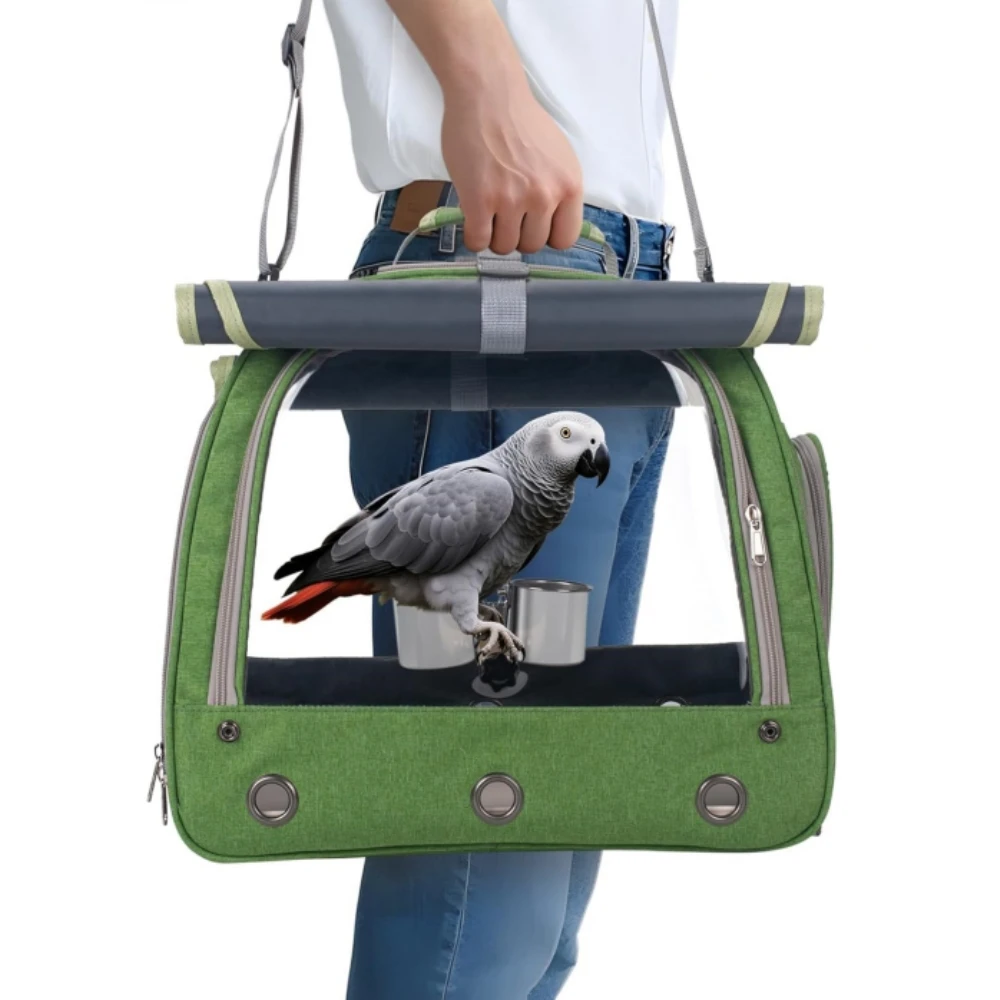 thumbnail image 2 of Conure Lovebird Carrier Portable Bird Travel Carrier - Small Bird Cage With Perch For Parrots, Conures & Lovebirds Portable Parrot Carrier 2 of 14