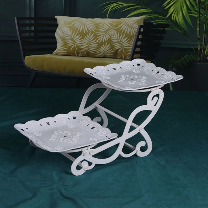 Metal Rod Fruit Plate Dessert Stand with Multiple Layers Detachable Cupcake Stand Holder 3 Tiers Cake Display Racks