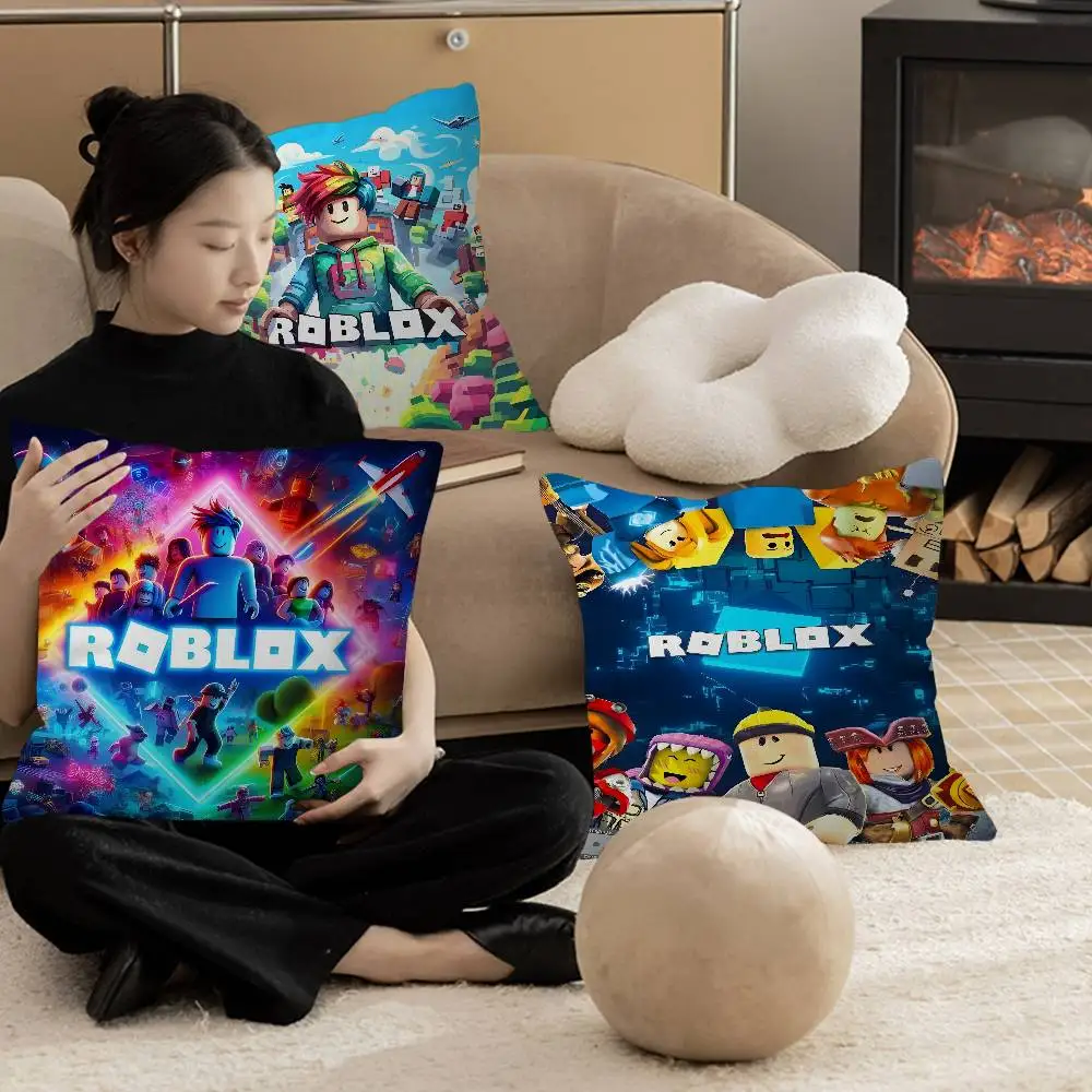 핫 게임 R-Robloxs-X 쿨 쿠션 커버 폴리에스테르 소파 쿠션 장 쿠션 홈 데코레이션 베개 커버