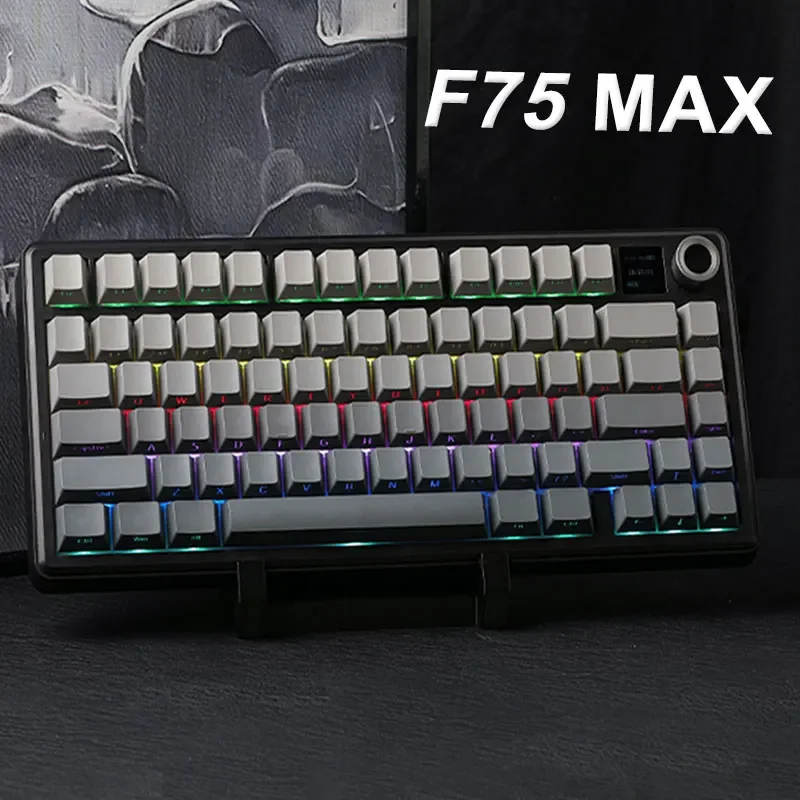 AULA F75 MAX 기계식 키보드 컴팩트 75% ANSI 레이아웃 유선/블루투스/2.4GHz 게이밍 키보드 TFT 스크린 및 노브 포함 PC/Mac용