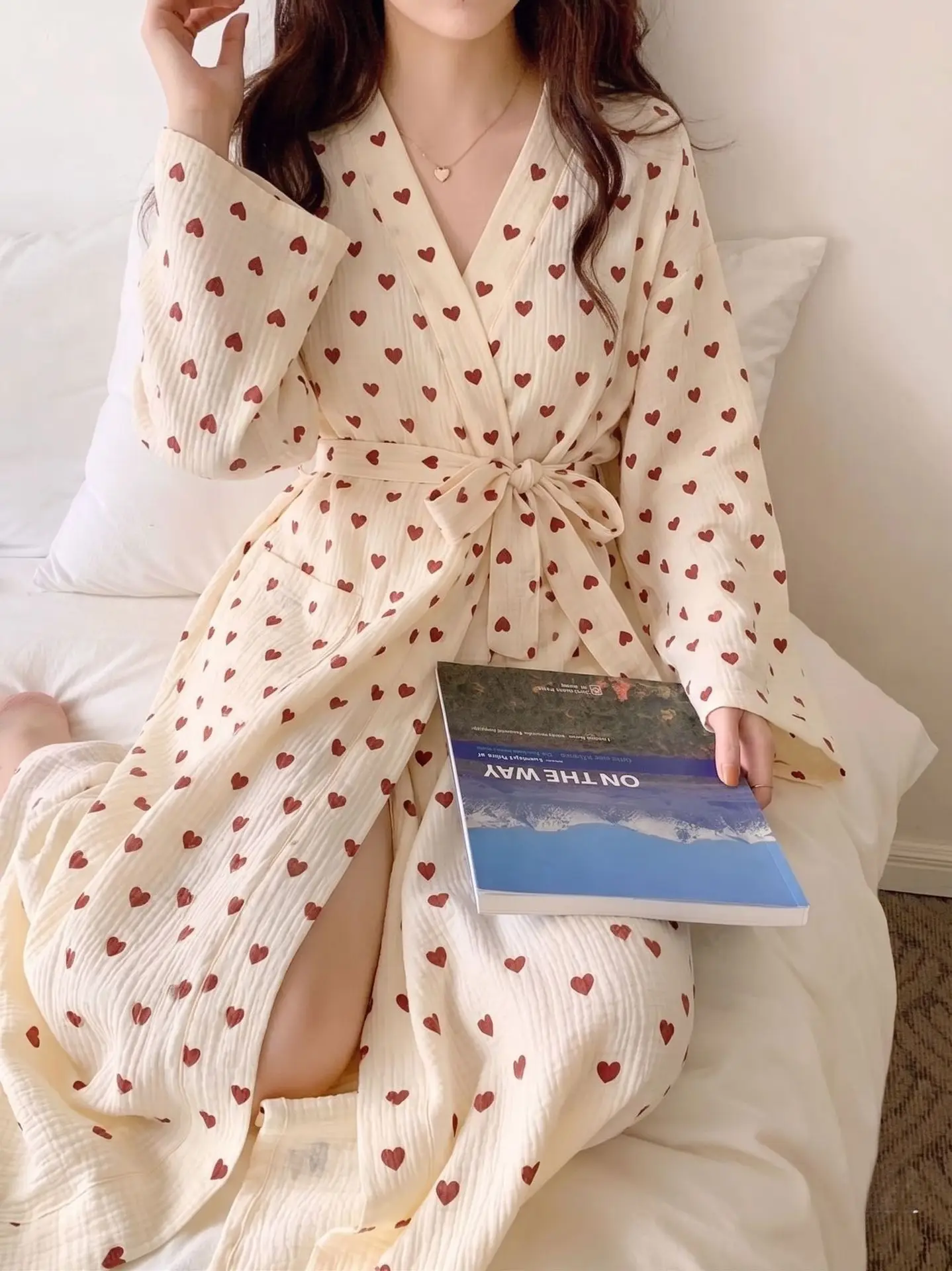 New Women's Robe for Spring and Autumn, Long-Sleeve, Sweet and High-End Long Sleepwear for Girls, Home Wear, Women's Bathrobe - 2