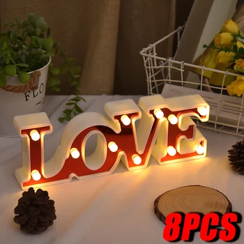 Romantic Valentine's Proposal 3D LOVE LED Letter Sign Night Light Heart Marquee Table Lamp Lanterns Lamp for Christmas Wedding 1