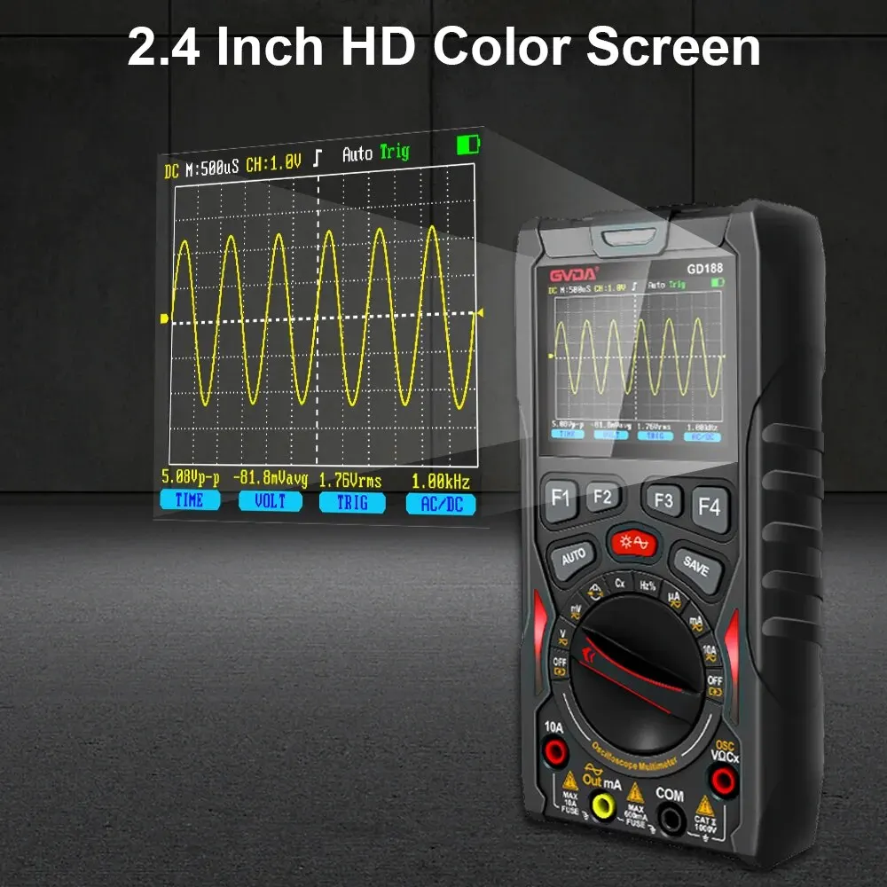 GVDA Digital Oscilloscope 50MS/s Sampling Rate 12MHz Analog Bandwidth Multimeter Tester Signal Generator With Waveform Storage 2