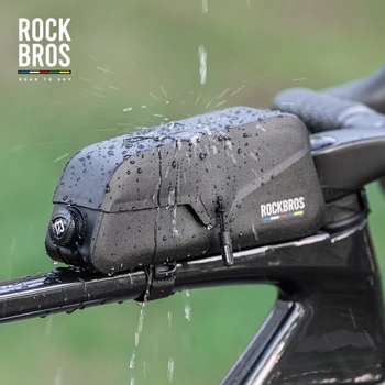 ROCKBROS ROAD TO SKY Borse da bicicletta Borsa per tubo superiore con aspirazione magnetica Borsa per telefono cellulare per tubo impermeabile Borsa anteriore per bici da strada MTB