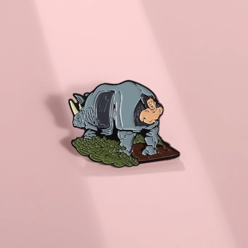 Spaß Anime Charakter Nashorn Emaille Pins niedlichen kreativen Comic Film Broschen Revers Abzeichen Rucksack Kleidung Großhandel von Fans Geschenk – Detail 8