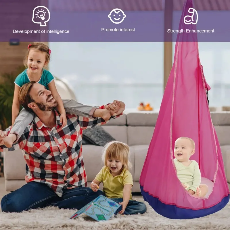 Kids Swing Seat Kids Pod Swing Seat without Cushions Folding Hanging Hammock Hanging Swing Seat Child Hammock for Indoor Outdoor Suspension