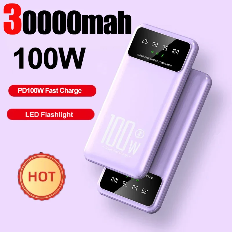 30000Mah Ricarica Rapida Mobile Power Batteria Esterna Portatile Fashion Design Schermo Led Powerbank Mobile Per Iphone Xiaomi