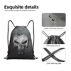 Skeleton Skull Heavy Metal Punishers Drawstring Backpack Women Men Sport Gym Sackpack Portable Shopping Bag Sack 3