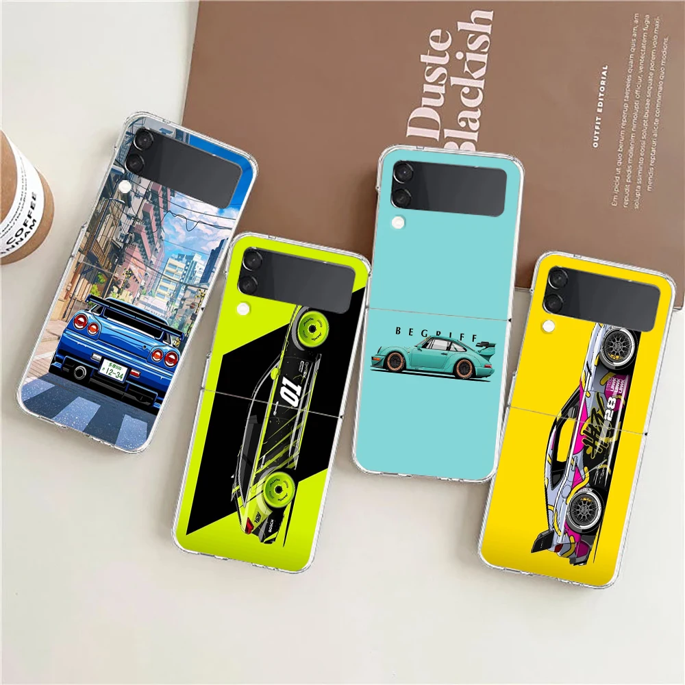 JDM Tokyo Drift Sports Car Design Hard Folding Clear Phone Case