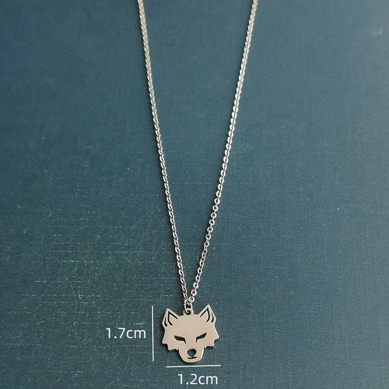 Collier Sautoir Punk En Acier Inoxydable Avec Pendentif Loup Hurlant