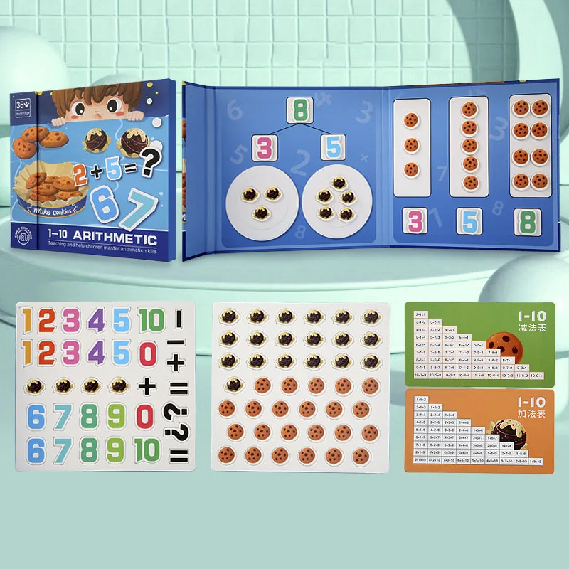 Montessori Toys Magnetic Biscuit Book Math Addition Subtraction Decomposition Learning Early Educational Toys for Children Kids