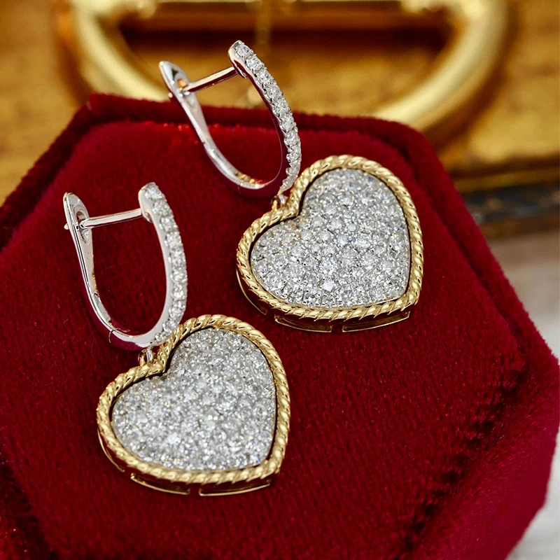 Sd9484dfa69f242448b81748a41a2f2b8U Aazuo High Jewelry Set 18K Gold Real Diamonds Luxulylife Heart Shape Necklace Earring Gift For Women Engagement Wedding Party