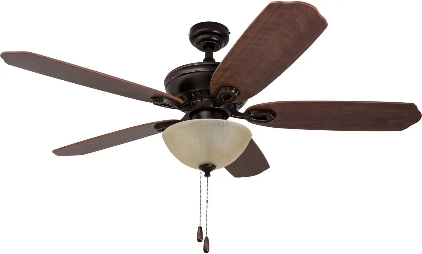 

Spring Hollow, 52 Inch Traditional Indoor LED Ceiling Fan with Light, Pull Chain, Three Mounting Options, 5 Dual Finish Blades,