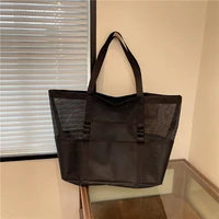 Portable Mesh Beach Bag For Women Makeup Travel Storage Wash Bag Summer Travel Swimming Bath Bag Organizer Shopper Totes - Image 3