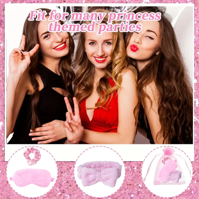 30pcs Women's Sleepover Party Supplies, Hair Bands, Eye Masks, Handbags