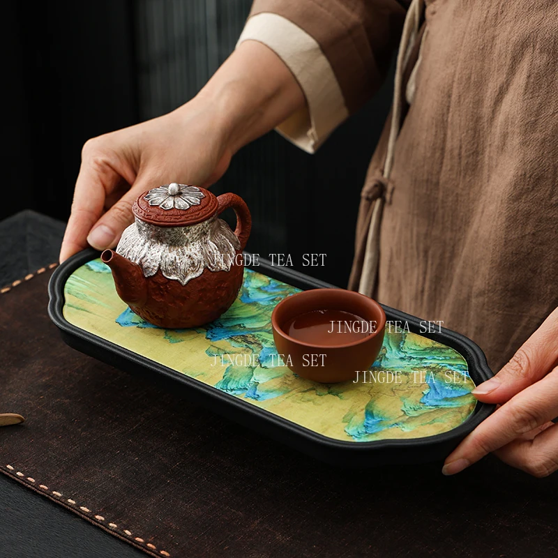 Ceramic Water Absorbing Pot Holder Quick Drying Foam Station Small Circular Tea Tray Kung Fu Teaset Accessories Chinese Tea Tray