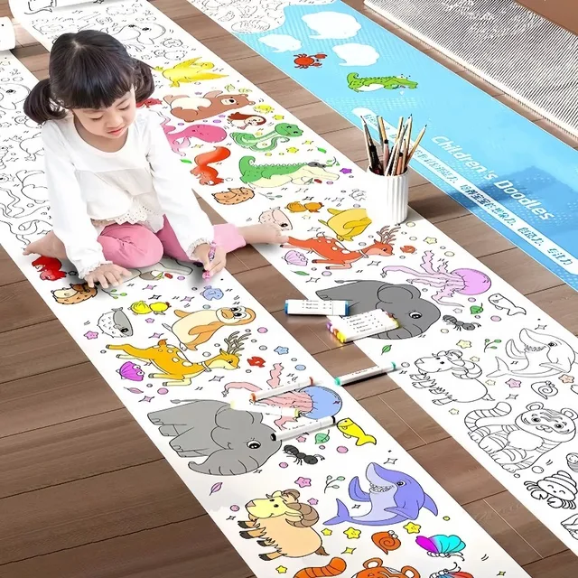 3 Meters Children Early Educational Graffiti Drawing Roll DIY Self-adhesive Kids Learning Paint Coloring Scroll Montessori Toys 2