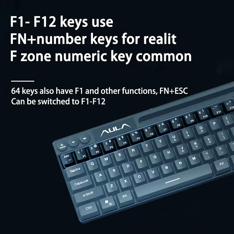 Mechanical Keyboard AULA F3061 61 Keys Wired Mini RGB Backlight for Desktop Laptop Game