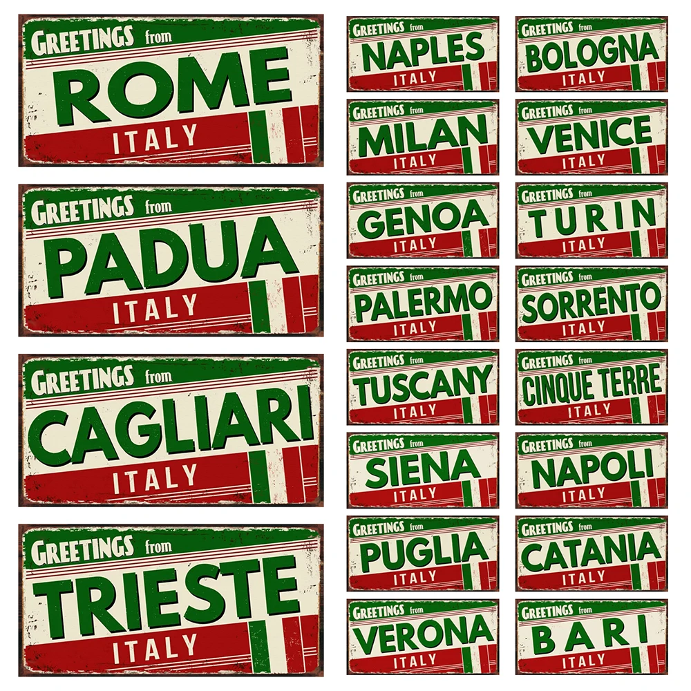 

Italy Decorative Plates of Countries Greetings From Rome Metal Sign Vatage Plate Retro Wall Art Home Decor 30X15CM KL-0178A