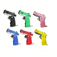 Metal Toy Gun Mini Burst Folding Rubber Band Gun Alloy Model Gun Pendant Outdoor Sports Toy Pistol Keychain for Boys Kids 1