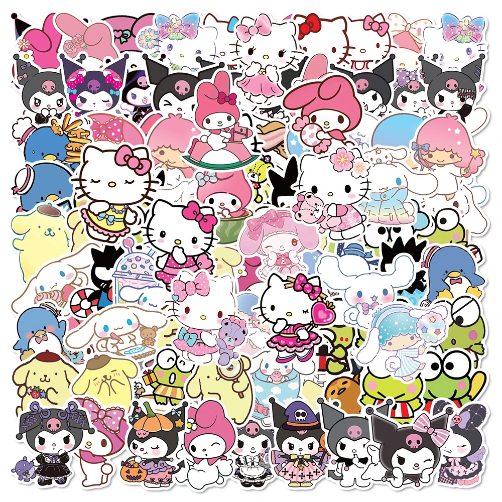 

10/30/50/100 шт Kawaii Cinnamoroll Kuromi My Melody Стикеры s Sanrio мультфильм наклейки телефон ноутбук канцелярские милые аниме Стикеры