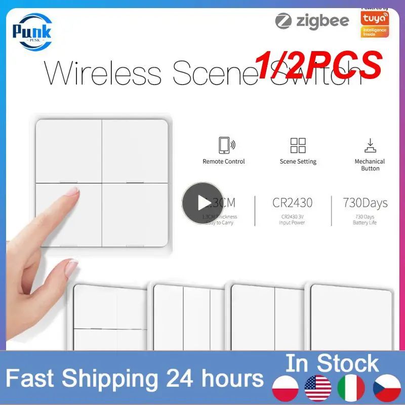 

1/2 шт. беспроводной настенный переключатель Tuya Smart 3.0 12 сцен, кнопочный контроллер, вставной тип, автоматизация через Alexa