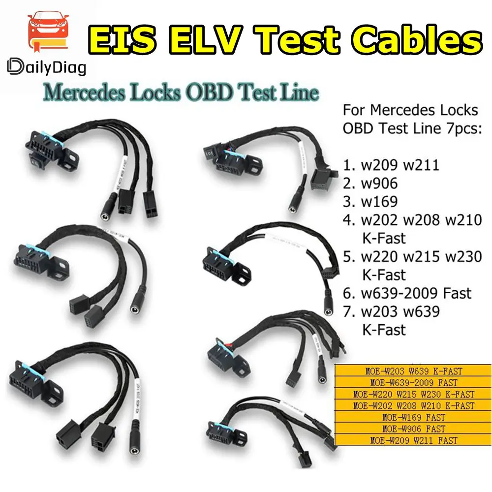 메르세데스 벤츠 VVDI MB BGA용 EIS ELV 테스트 케이블 작업, OBD 잠금 테스트 라인, W209, W211, W906, W169, W208, W202, W210, W639