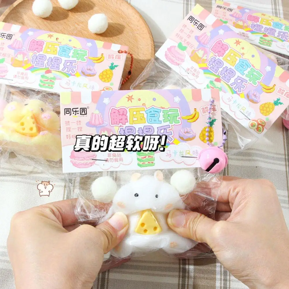 Mini Toys Kids Fidget Toy Kawaii Plush Cat Paw Transparent Cube Stress Relief Plush Squeeze Toy Hamster Cheese images - 6