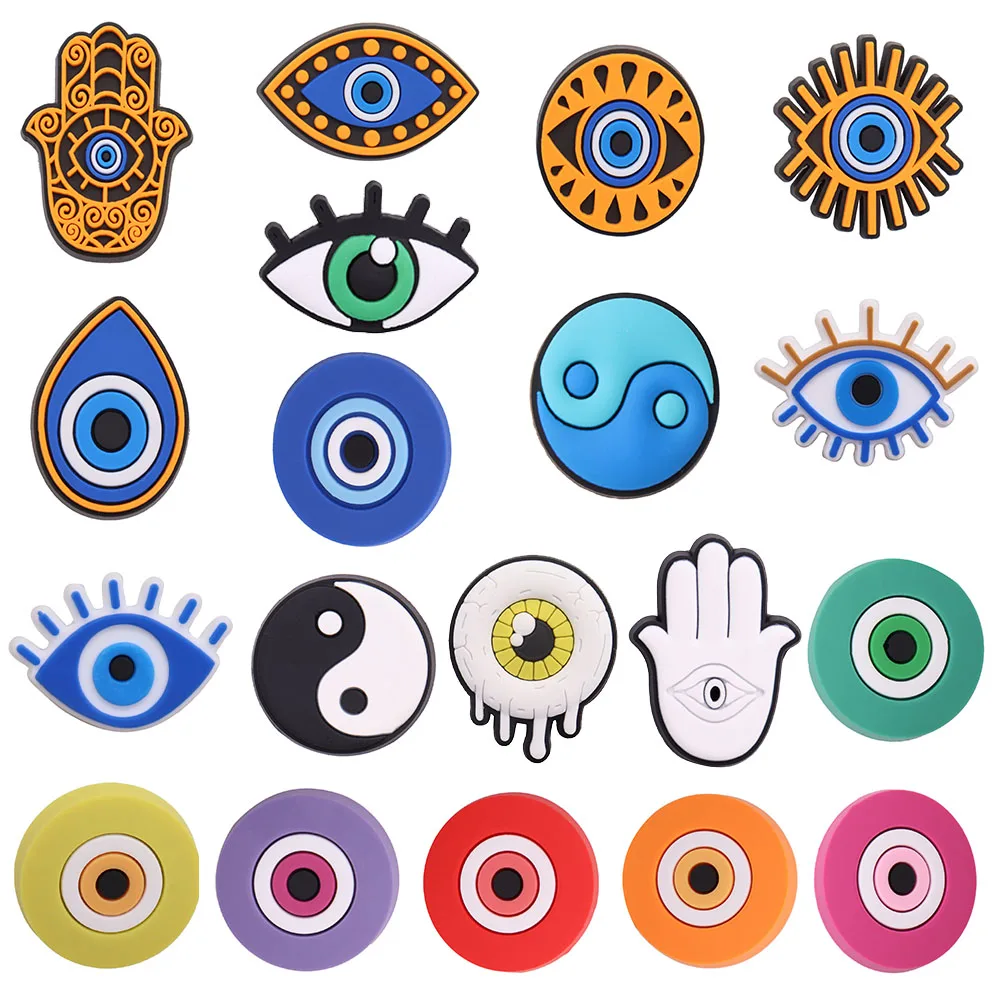 

1pcs Eyeball Hand Yinyang Shoes Accessories Sandals Garden Buckle Decorations Fit Adult Croc Jibz Charm Wristband