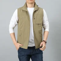 Men Summer Sleeveless Vest Men Multi Zipper Pocket Outdoor Photographer Travel Waistcoat Hat Detachable Vests Plus Size 7XL 1