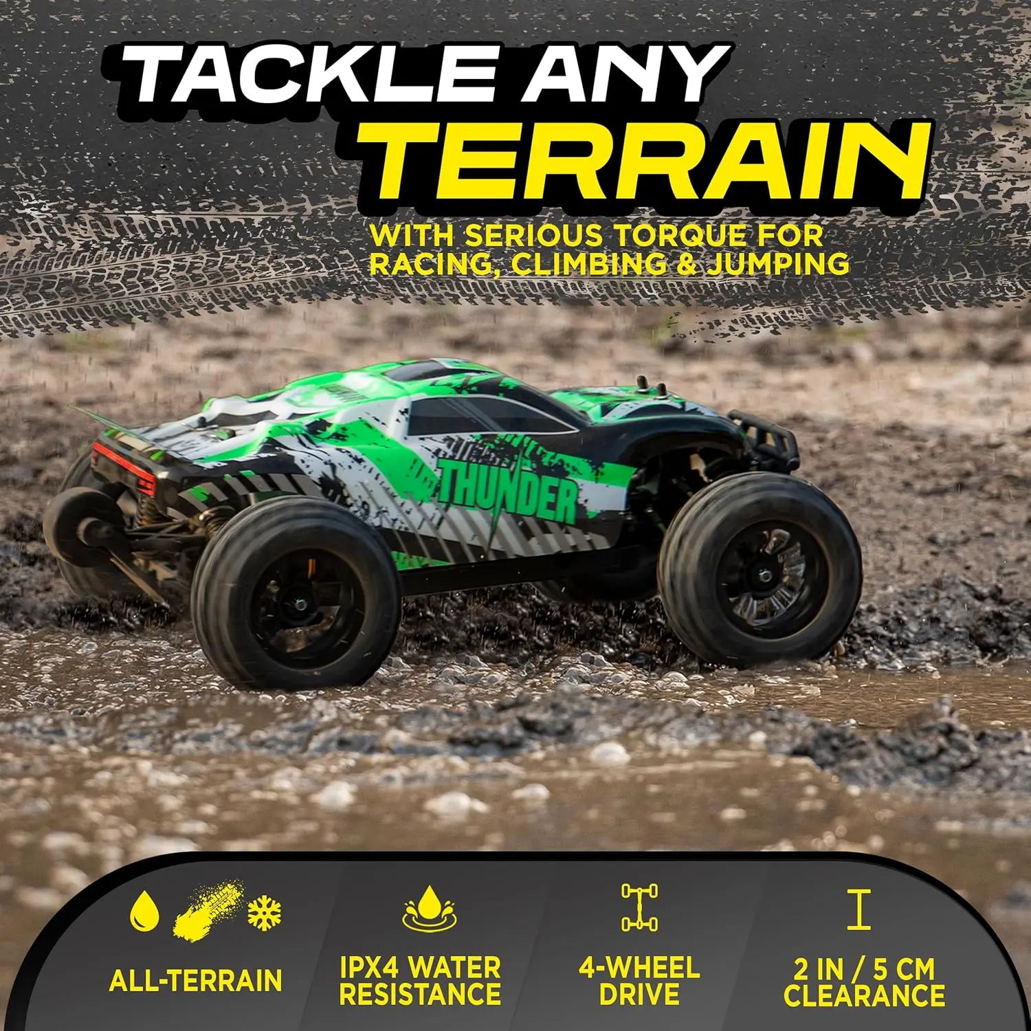 Remote Control Car Hobby Grade RC Car 1:10 Scale Brushless Motor Two Batteries 4x4 Off-Road Waterproof RC Truck