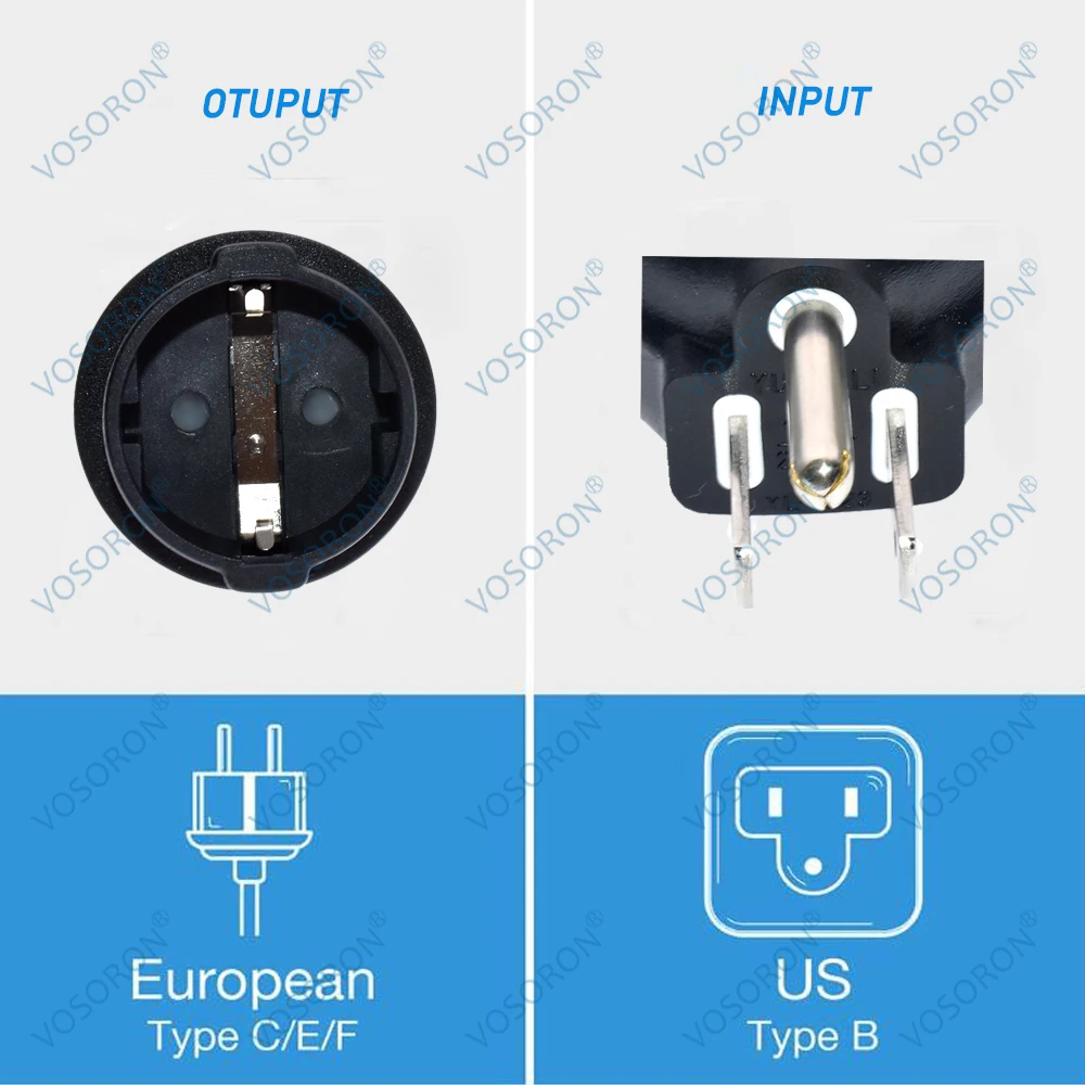 Schuko Female to USA NEMA 5-15 Plug Adapter USA NEMA 5-15P Plug to Europe CEE7/3 Schuko Receptacle Adapter plug adapter